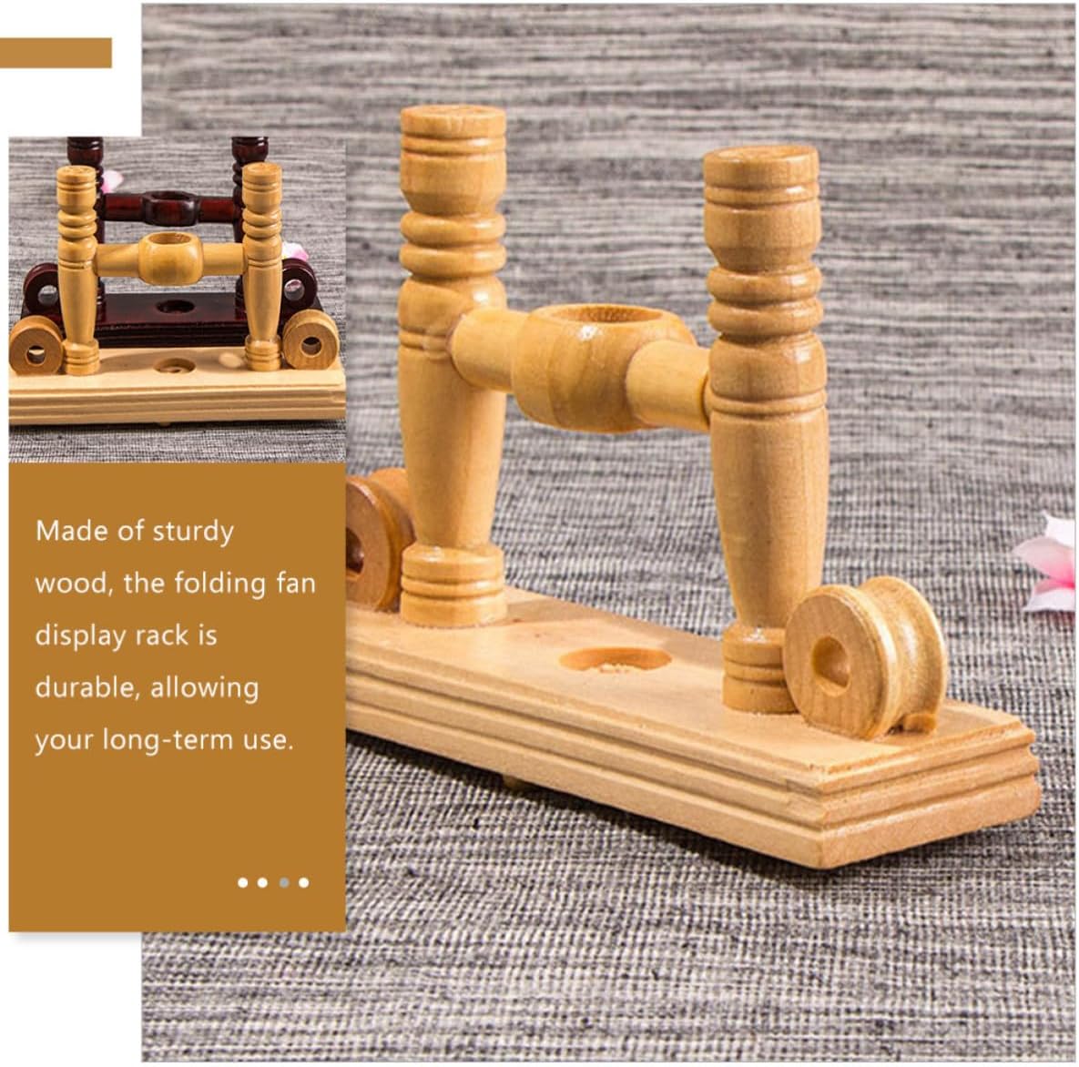 2pcs Wooden Fan Display Stand Holder for Folding Fans, Easy Setup