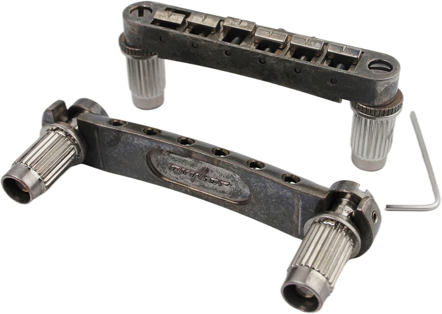 Guyker Guitar Tune-O-Matic Bridge and Stop Bar Tailpiece Combo with Anchors and Studs Replacement Compatible with LP SG EPI 6 String Electric Guitar Relic