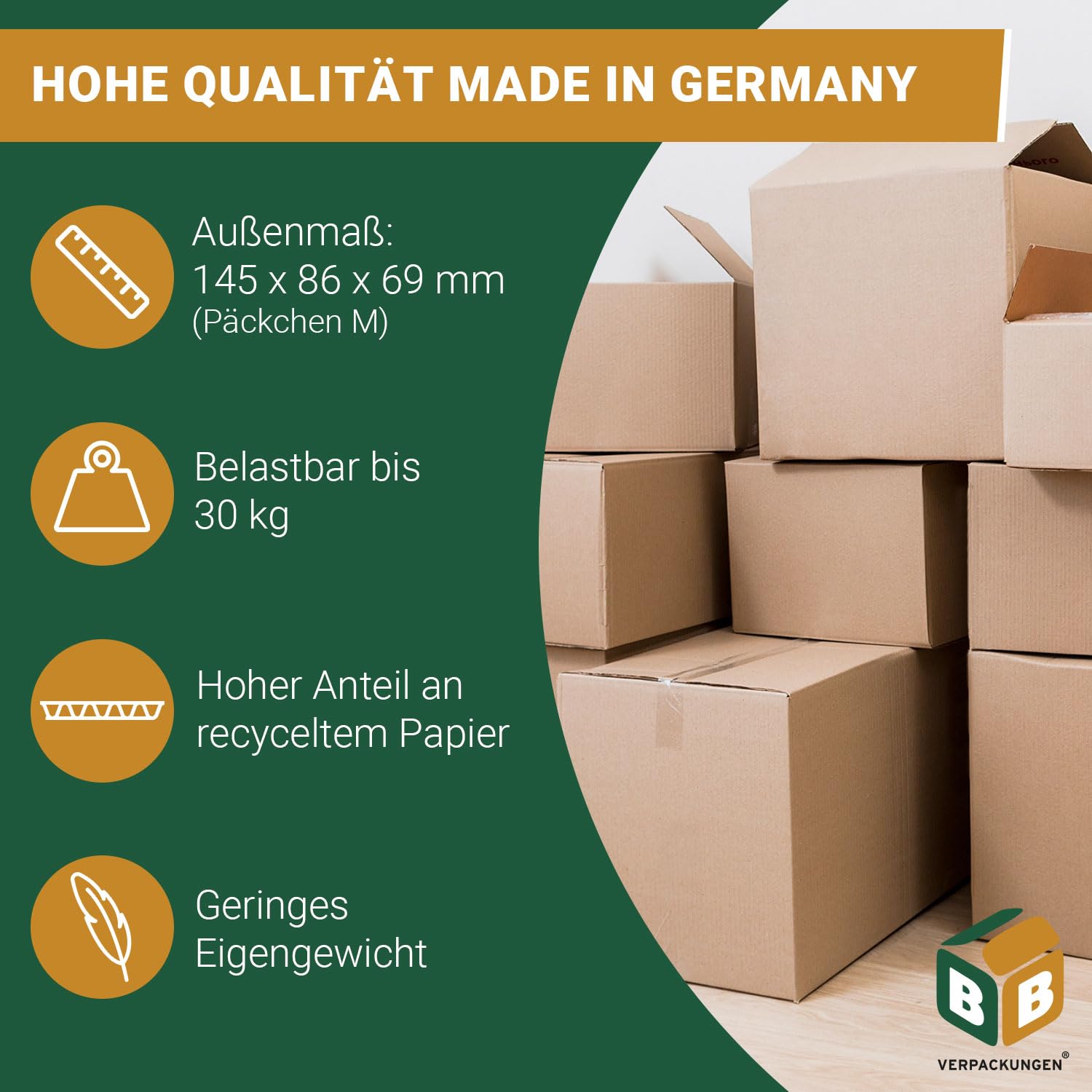 BB-Verpackungen 500x Faltkartons 250x175x100mm 1-wellig braun (500 Stück)| Kleiner Versandkarton, ideal als Warensendung, DHL Päckchen M, GLS/DPD S-Paket