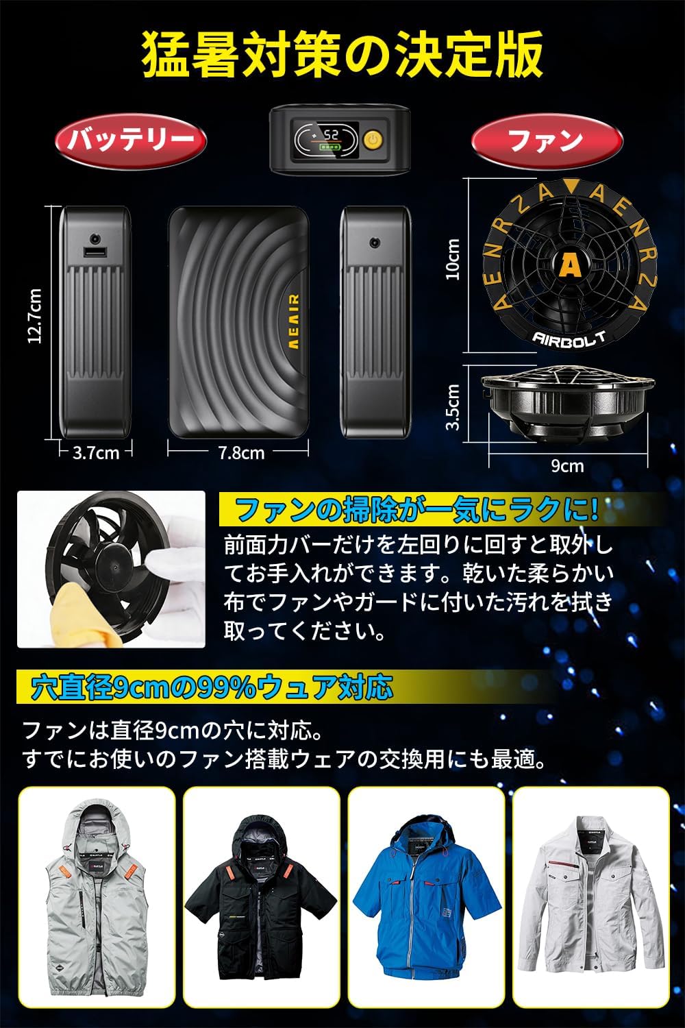 Amazon.co.jp: 【52V業界最強 46500mAh大容量】 空調作業服 ファン