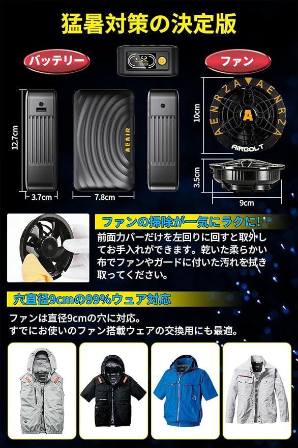 Amazon.co.jp: 【52V業界最強 46500mAh大容量】 空調作業服 ファン