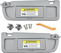 GlymXiaAutoparts Sun Visors Pair Left Right for Honda Civic 2006-2011 Light Gray w/ Clips Screws OEM Fit Replacement