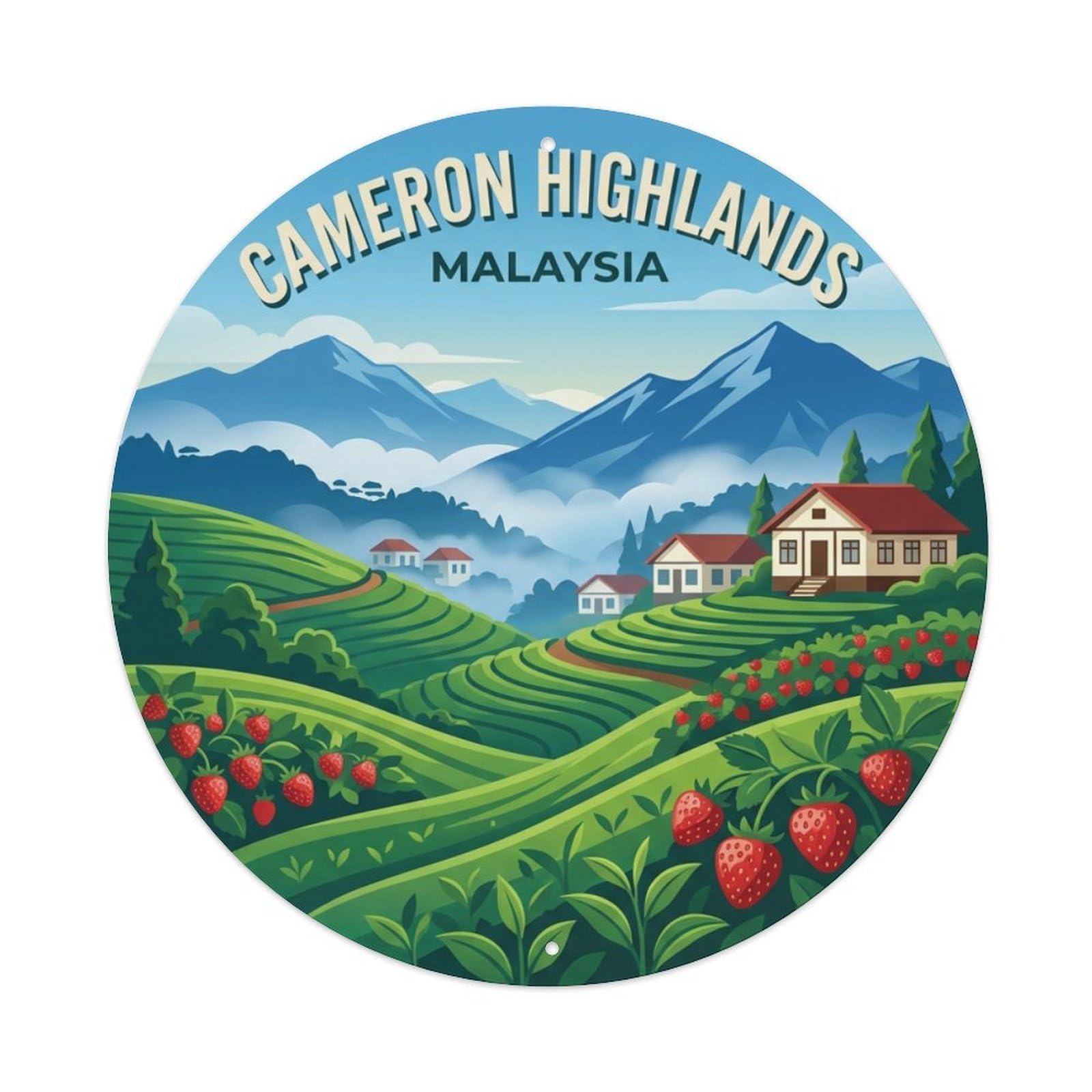 Xanthor Style Retro Travel Malaysia Cameron Highlands Metal Tin Sign