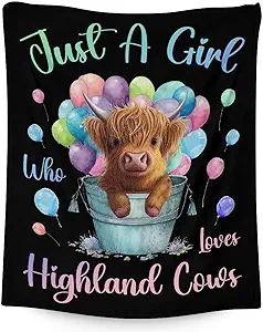 Highland Cow Blanket Gifts - 50x60 Inches Cute Throw Blanket for Girls - Colorful Soft Fuzzy Blankets for Bed, Couch & Living Room