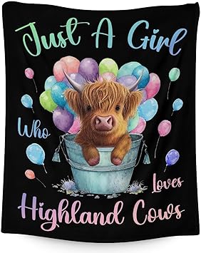 Highland Cow Blanket Gifts - 50x60 Inches Cute Throw Blanket for Girls - Colorful Soft Fuzzy Blankets for Bed, Couch & Living Room