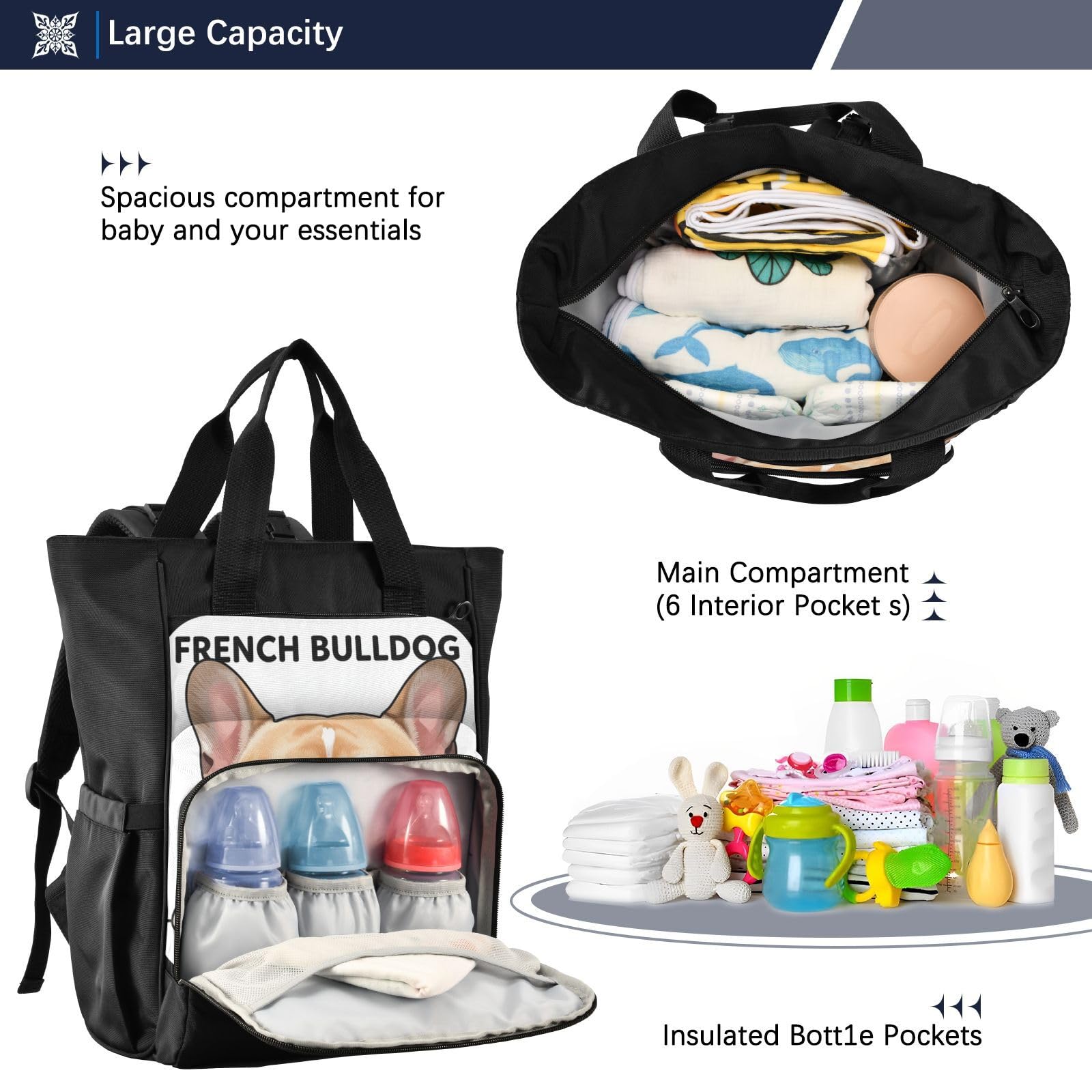 GuoChe Dobby - Mochila para pañales de nailon con múltiples bolsillos