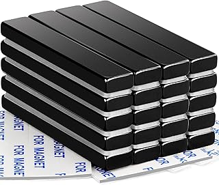 DIYMAG Waterproof Neodymium Bar Magnets with Epoxy Coating, Powerful Permanent Rare Earth Magnets, with Double-Sided Adhesive - 60 x 10 x 5mm, Pack of 24…