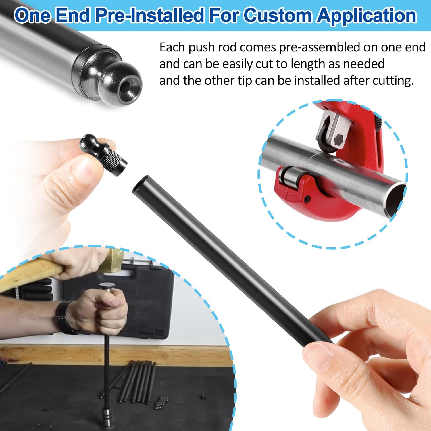 4130 Chromoly Push Rods Cut to Length 11.6" OD 3/8" Wall 0.088'' Compatible with Air Cooled VW Engines Dune Buggy, Set of 8