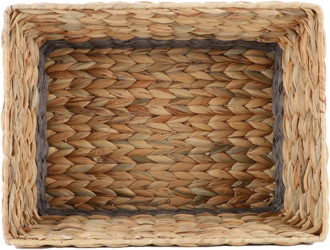 Water Hyacinth Woven Storage Basket,Hand-woven Rattan Home Storage Basket,Miscellaneous Basket,Wicker Woven Laundry Hamper Dirty Clothes Storage Basket,for Towels Wash ClothToilet Paper