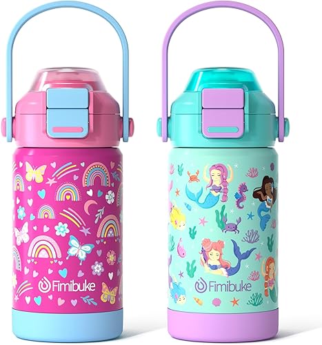 Miniatura 14 de Taza térmica para niños con popote de apertura y pico 2 en 1, 18 oz, tapa a prueba de derrames, acero inoxidable 18/8, taza térmica al vacío, sin