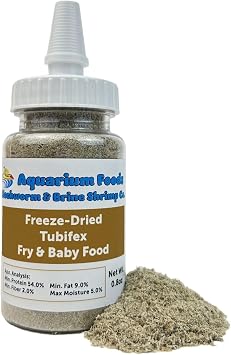 Tubifex Worm Powder Fry & Baby Food, for Freshwaters, Marines, Baby Pond Fish, Corals, Anemones, All Tiny Nano Fish, Fry and Babies...0.8oz Sm Squeeze Bottle