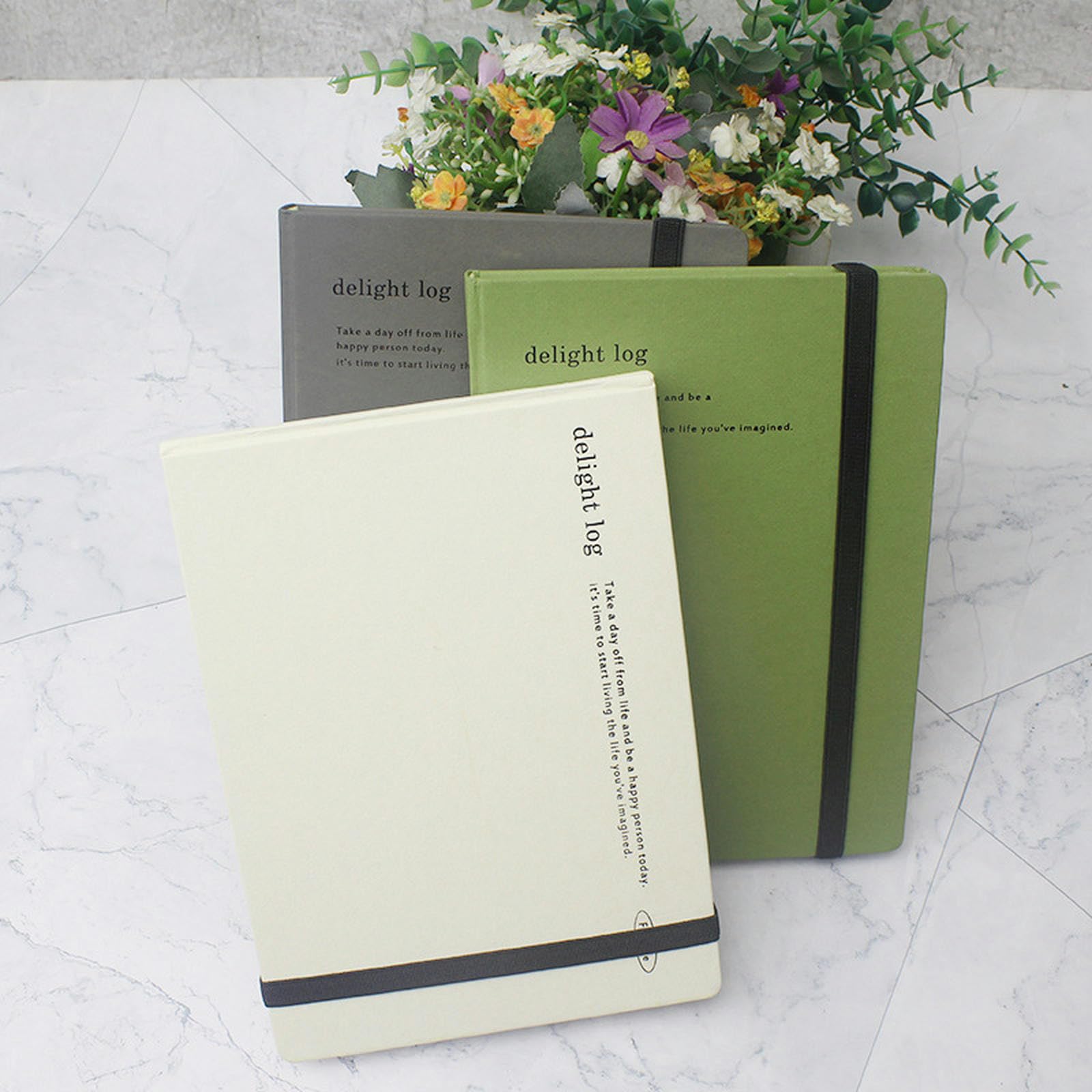 4PC-Creative - Blocco note portatile per lavoro aziendale, quaderno da disegno con cinghia per schizzi, libro bianco - Happy Journal