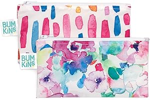 Bumkins Reusable Snack Bags for Kids, Adults, Lunch, Washable and Waterproof Cloth,...