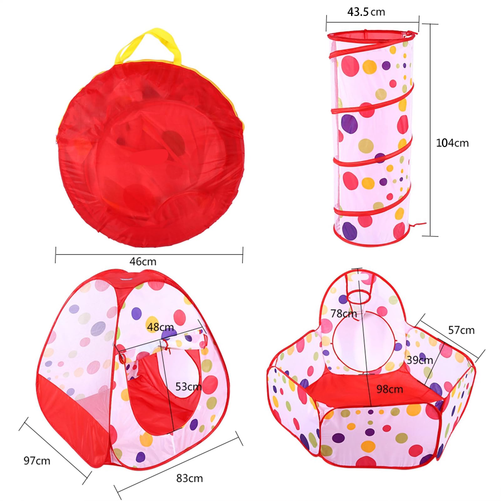 3 en 1 Tienda Campaña Infantil, Casita Túnel Infantil Pop-up, con Piscina de Bolas, Tema de Dinosaurio y Espacio para Niños Regalo, Fiesta de Cumpleaños