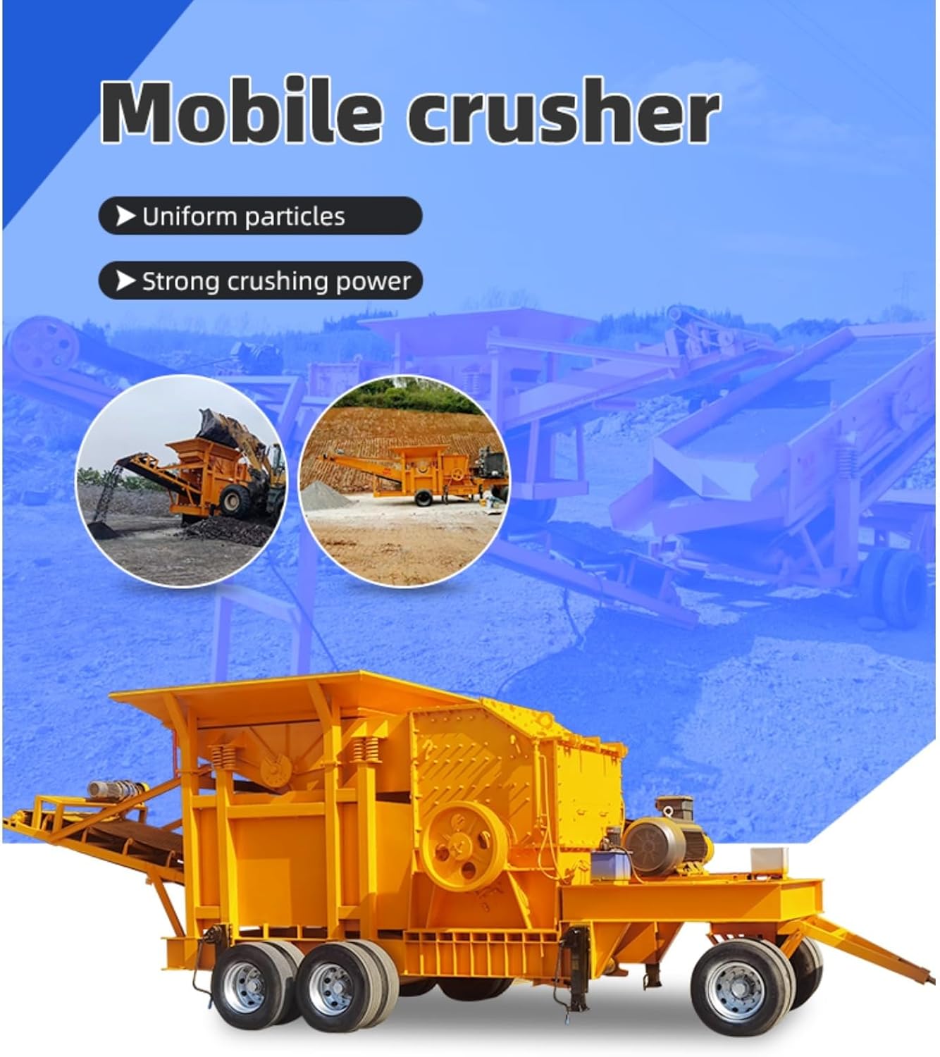 High-Capacity Tracked Mobile Crusher for Hard Rock, River Pebble and Demolition Waste Processing, Designed for Continuous Operation in Quarry and Mining Projects