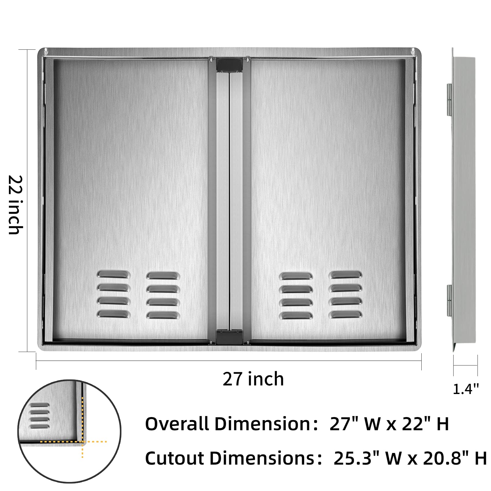 Marada Outdoor Kitchen Doors,304 Stainless Steel Access BBQ Doors with