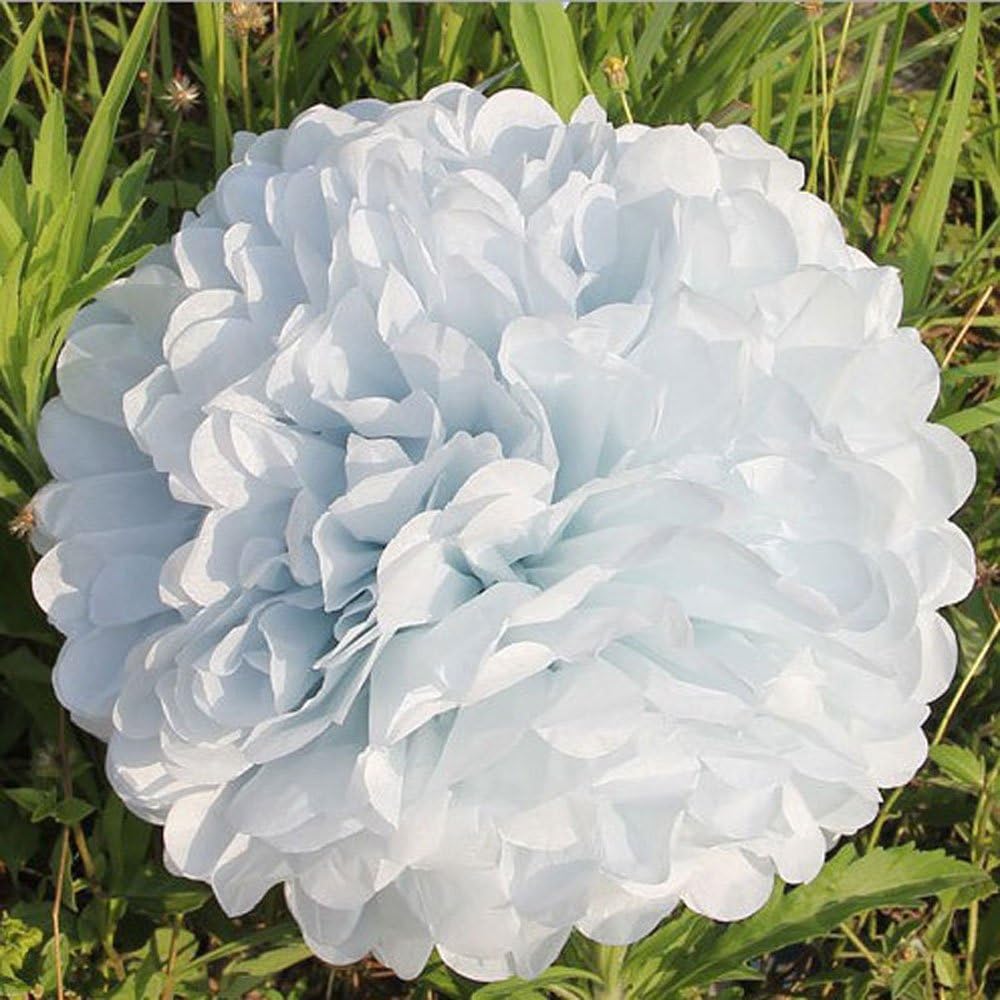 Vktech 10PCS Wedding Tissue Paper Flower Ball Paper Pom Pom Decorations (White)