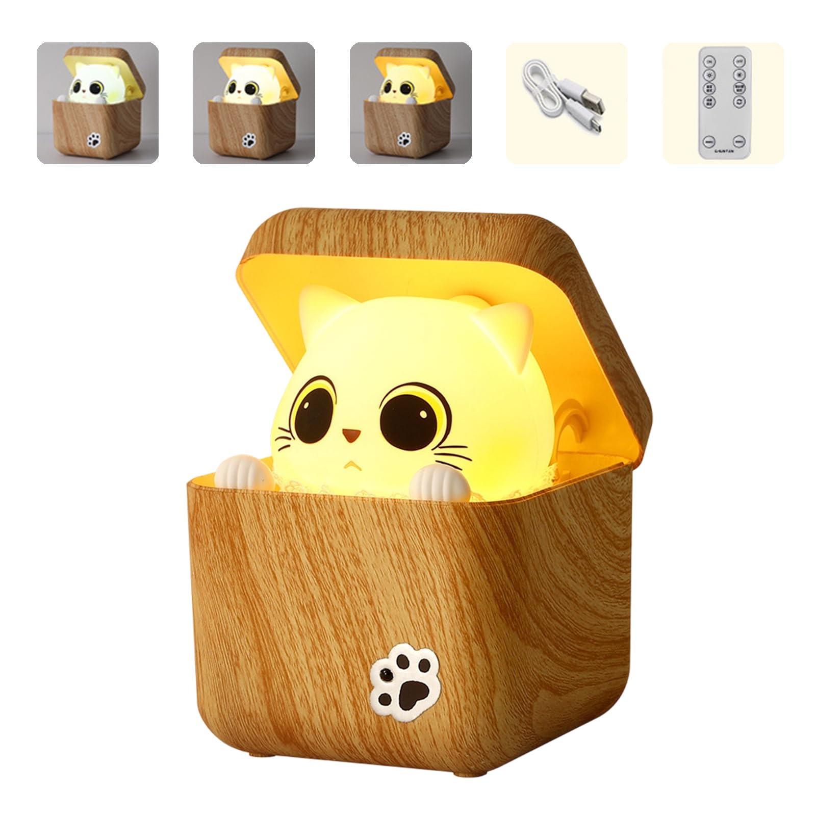 Veilleuse intelligente avec de chats timides et luminosité réglable, lampe de chevet pour les yeux, adaptée à la chambre d ' enfant, jolie lampe de nuit en forme de chat