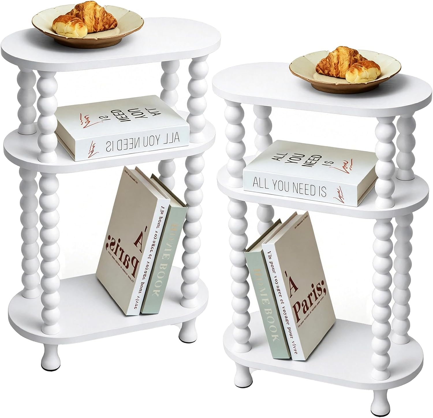 3-Tier Narrow Side Table, Slim End Table for Small Spaces