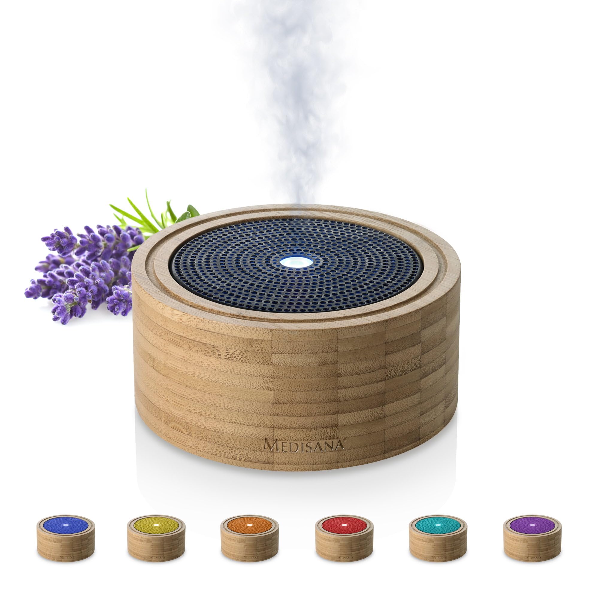 Medisana | AD 625 | Difusor de aromas | Bambú | Ambientador de habitación | Lámpara aromática con temporizador | Fragancia eléctrica para habitaciones | Aceites esenciales | Aceites aromáticos |