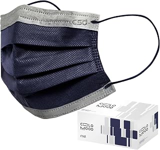 CSD Colo 50 Pcs Navy Blue Disposable Face Masks, 3 Ply Adult Mask with Elastic Ear Loop, Nose Bridge Clip, Breathable Comfortable Mask Great for Indoor, Outdoors Use (Denim Blue)