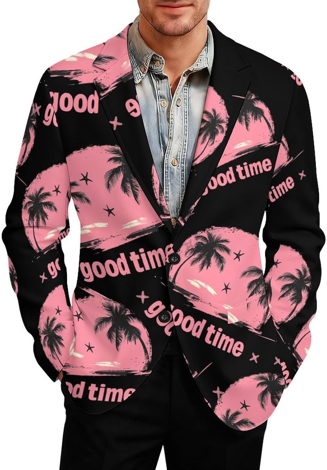 Summer Good Time Suits Blazer for Men Two Buttons Business Jacket Coat Wedding Dinner Party
