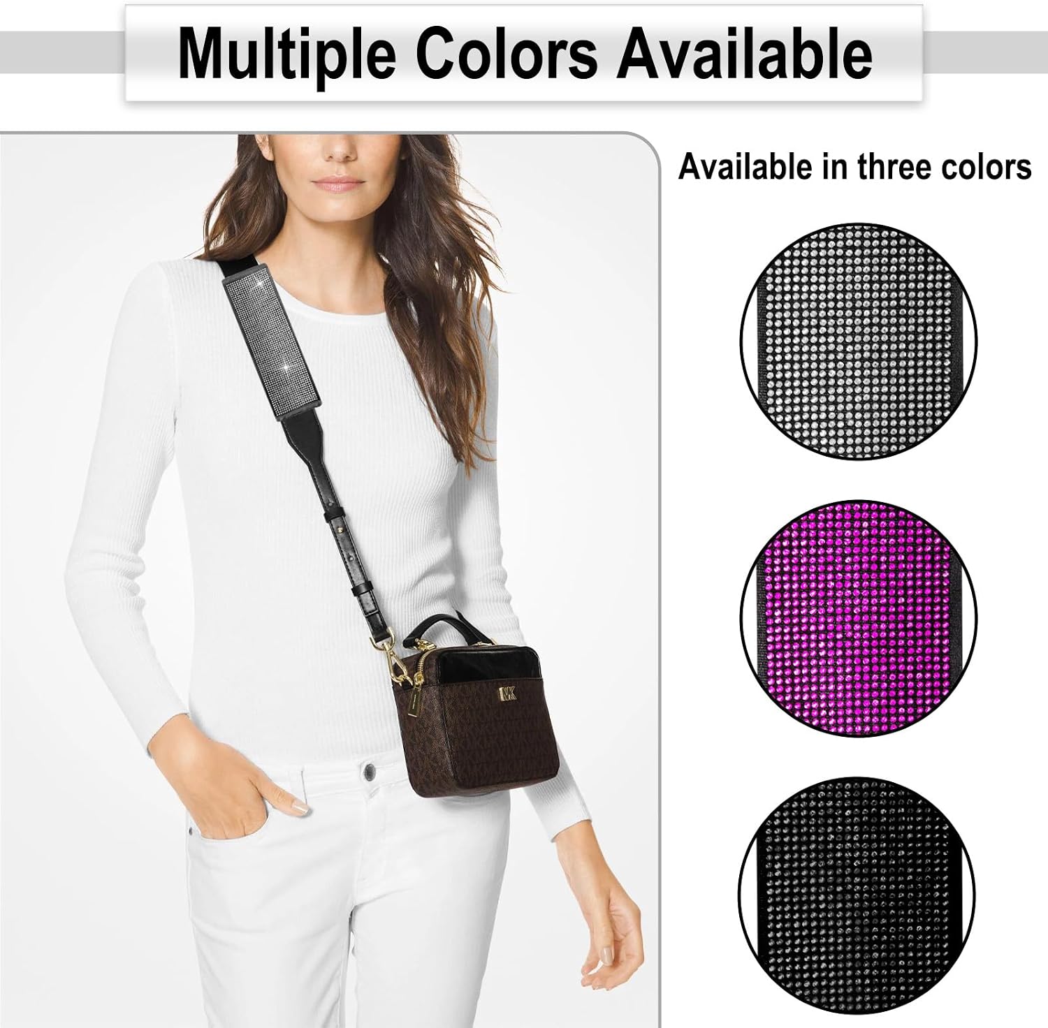 ecocstm 2 PCS Bling Car Seat Belt Shoulder Pads, Bling Seat Belt Covers with Bling Rhinestones, Car Accessories Seatbelt Strap Pad with Crystal Diamond for Car, Truck, SUV (White Diamond)