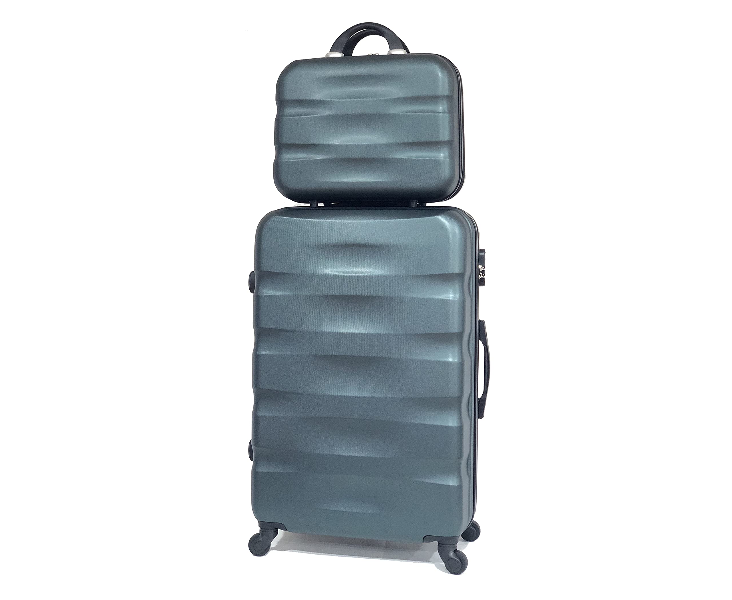 CELIMS - Set Valigie | Valigia Grande 23 kg Rigida Verde Scuro + Beauty Case da Viaggio 35cm | Valigia da Stiva 75cm | Valigia XL | Trolley Grande 75cm con 4 Ruote