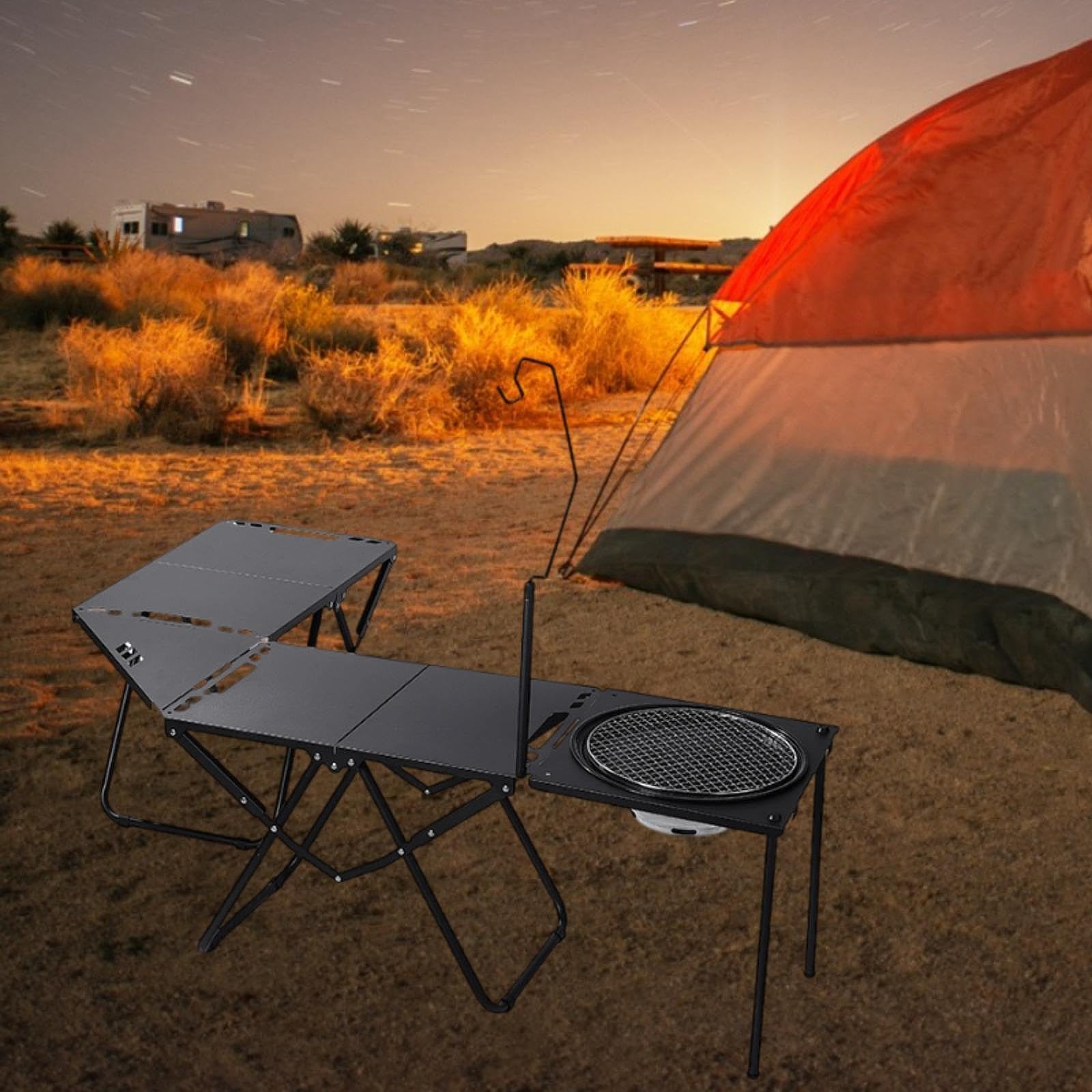 Yiju Camping Lantern Stand Lamp Hanger Camping Accessories Carbon Steel Light Holder Lamp Pole for BBQ Hiking Outdoor Traveling