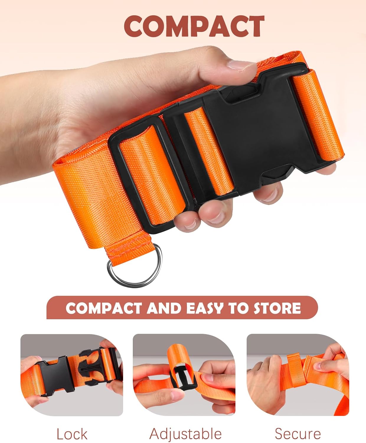 Slohif Car Seat Luggage Strap for Suitcase - Carseat Travel Belt with Buckle Attach to Carry On Luggage Cartoon Airport Stroller Strap Adjustable,Orange