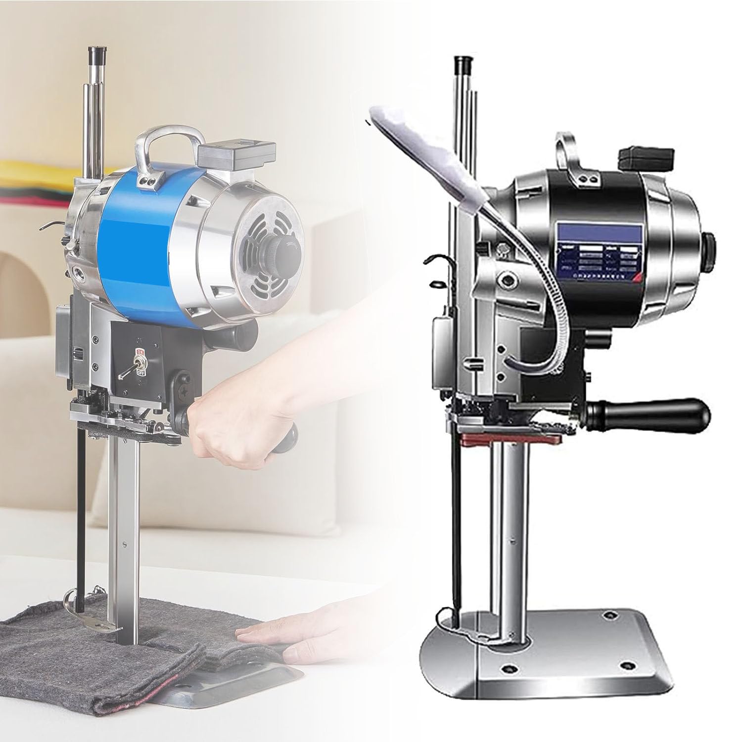 Máquina cortadora de tela, cortadora de tela eléctrica vertical con cuchilla recta, máquina cortadora de tela industrial con afilado automático de cuchillas,8in