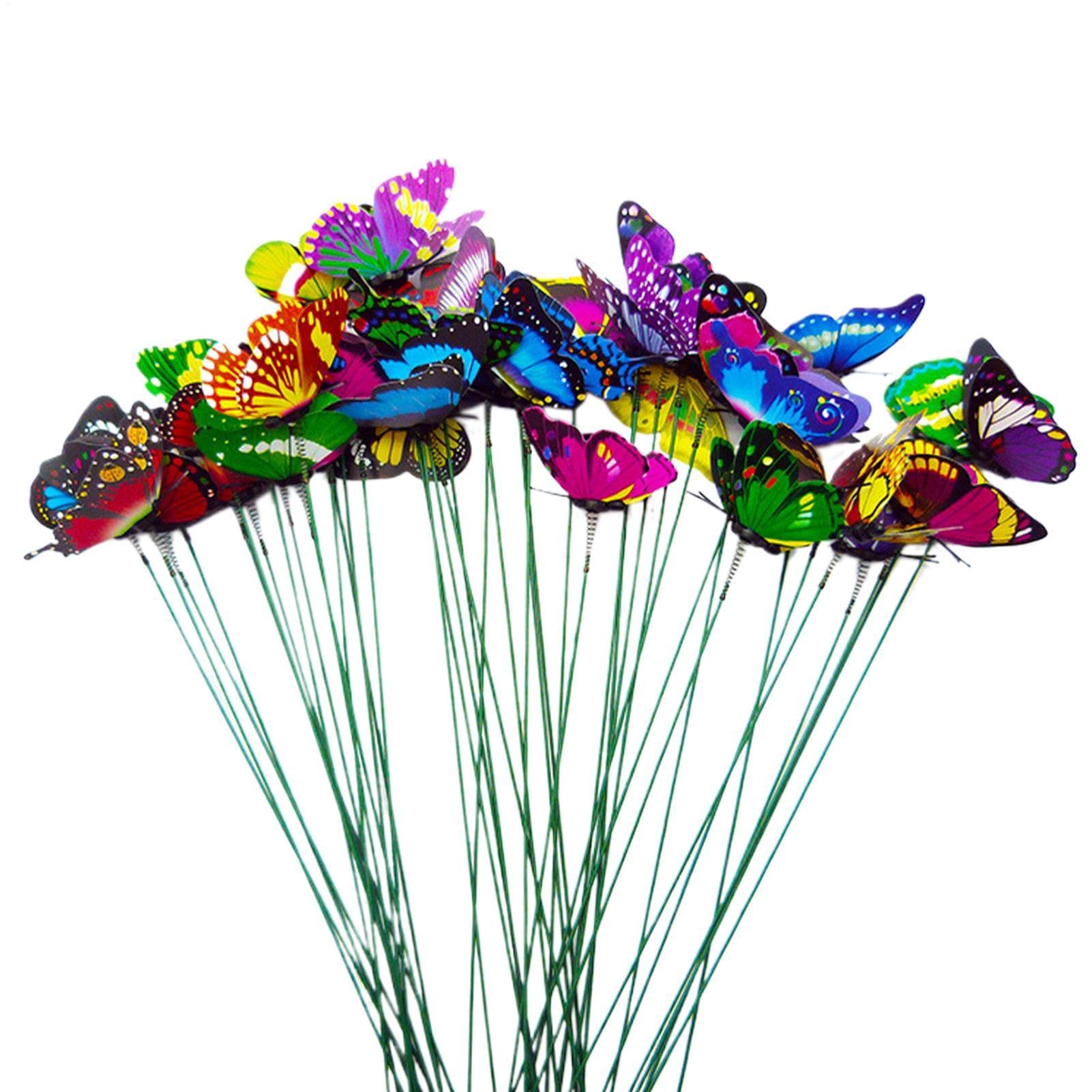 Estacas de mariposas artificiales para dar vida a macetas apagadas en casa o el patio