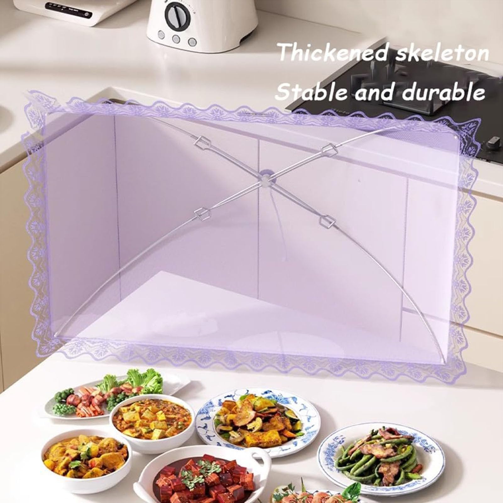 Grand couvercle alimentaire pliable en maille pour barbecue, buffet, camping, pique-nique – couvercle alimentaire durable et pratique, 60 x 40 cm, parfait pour les réunions en plein air