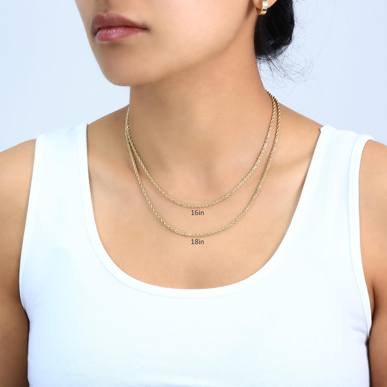 Nuragold 18k Real Yellow Gold 2mm Rope Chain Diamond Cut Necklace (16"-26") Italian Jewelry for Men & Women - Image 3