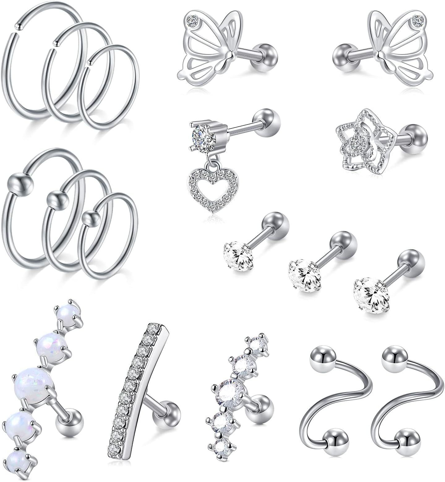 VCMART16G Cartilage Earring Tragus Piercing Jewelry Cartilage Tragus Helix Conch Earrings for Women Surgical Steel Lip Rings Labrte Stud Ear Lip Medusa Piercing Jewelry