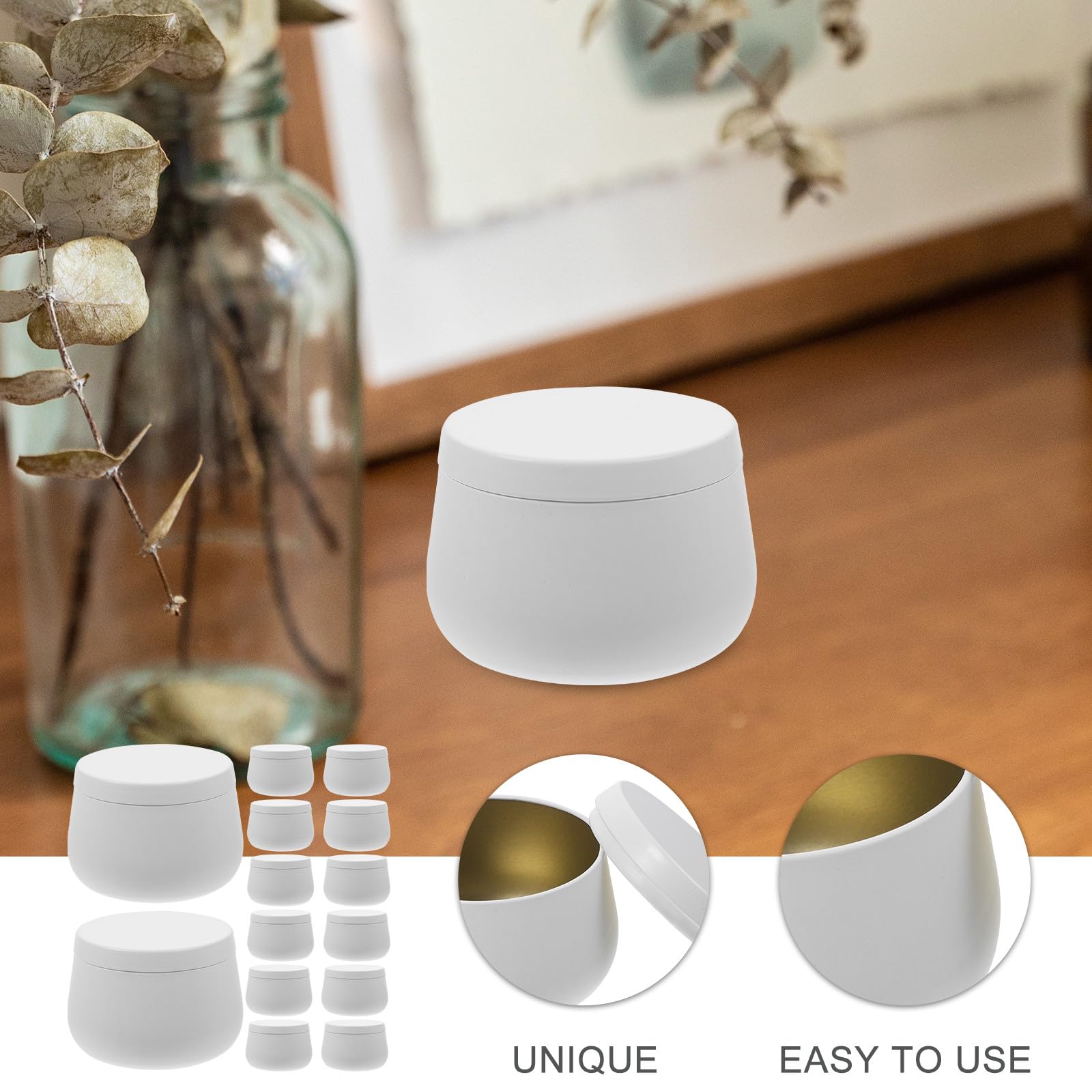 Abaodam et Conservation -blanc Lot de 24 4oz Boîtes Rondes avec Couvercle Hermétique Design Élégant pour Rangement Thé Vrac, Bougies et Petits Objets