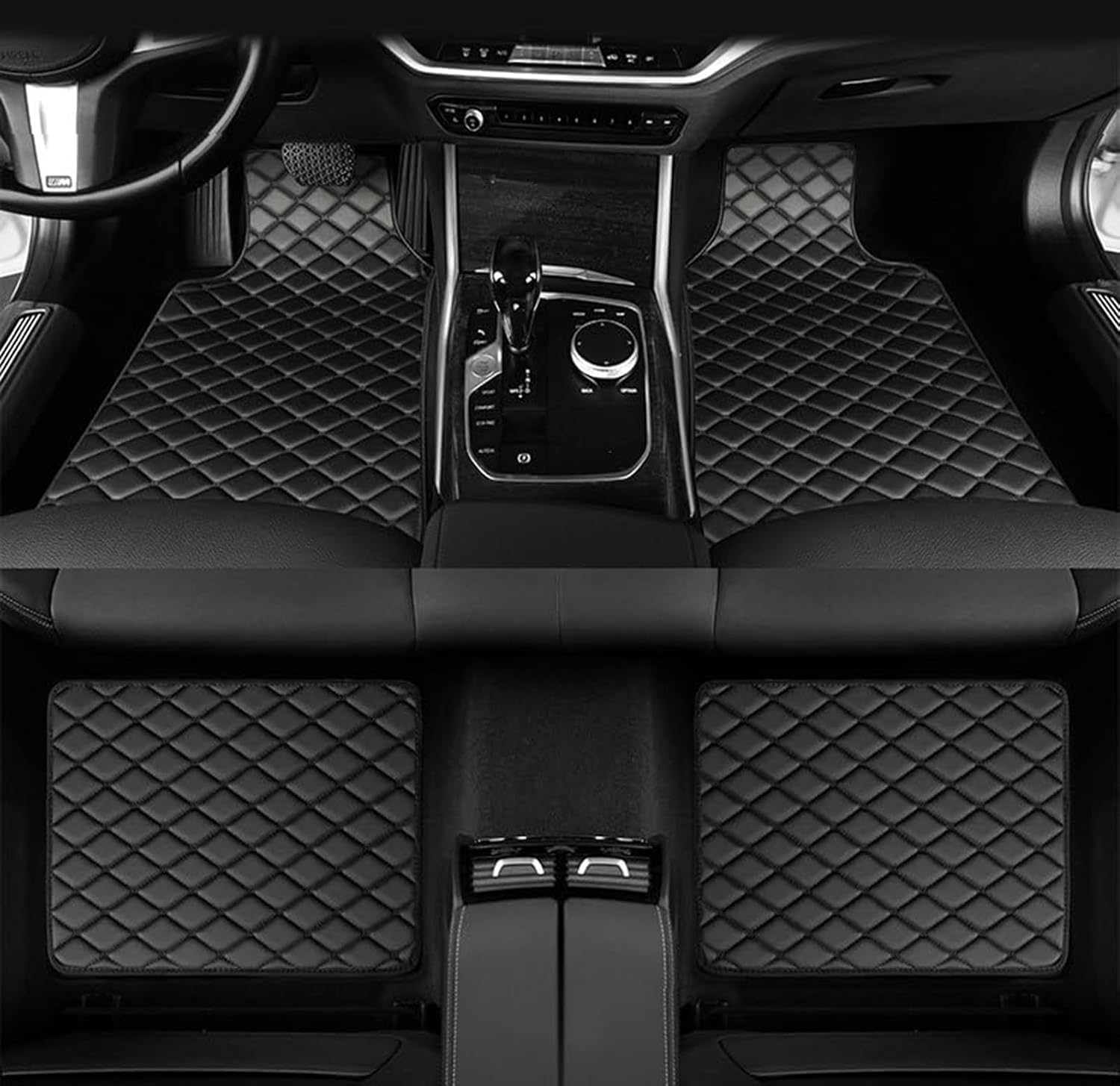 4 Stück Auto Fußmatten für BMW 520d /520d Touring (AB 2023), Leder Automatten Allwetter Wasserdicht Bequemes Anti Rutsch Bodenmatten Pkw Autofussmatten Fahrzeuginnenraum,A/Black