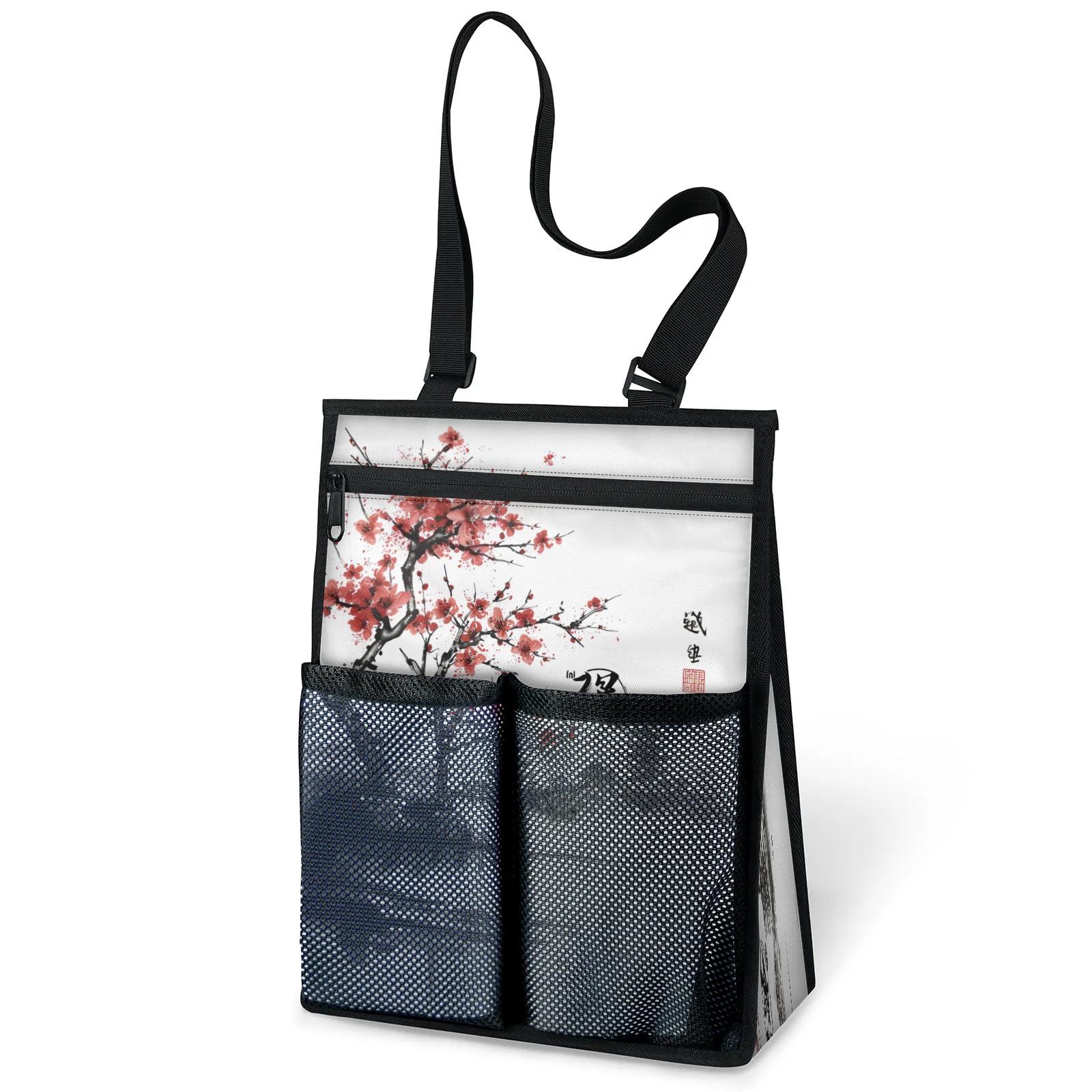 Ourtheme Japan Painting Theme Portable Shower Bag for Travel Gym Camp Beach Tote Shower Caddy Bags Hanging Toiletry