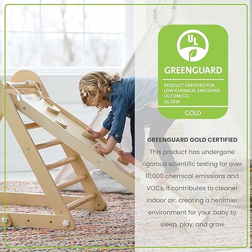 Miniatura 6 de Little Partners Learn 'N Climb - Triángulo de escalada de madera plegable para niños pequeños, escalador triangular plegable estilo Pickler con