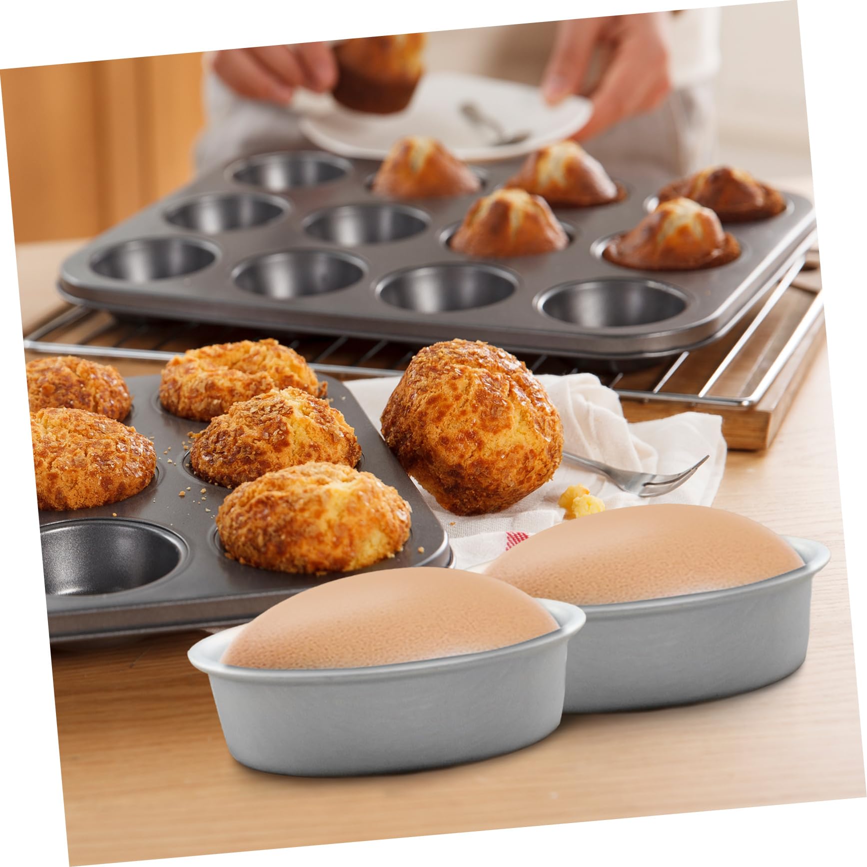Hemoton Moldes redondos para tartas, 10 unidades, forma ovalada, molde para queso, molde de pan, molde de acero inoxidable, mini moldes para tartas