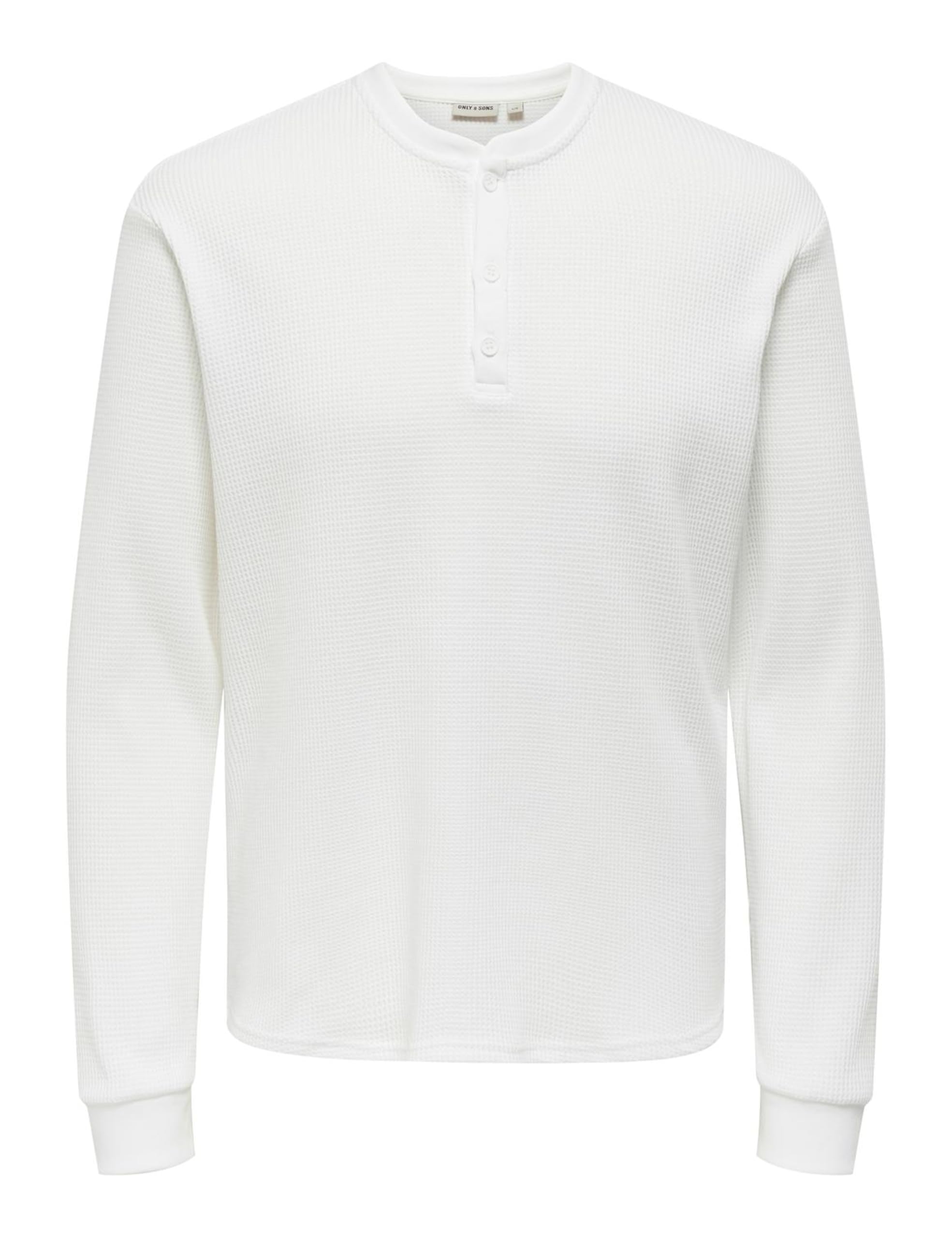 Onstobie Reg Ls Henley Tee Noos, Bright White, S