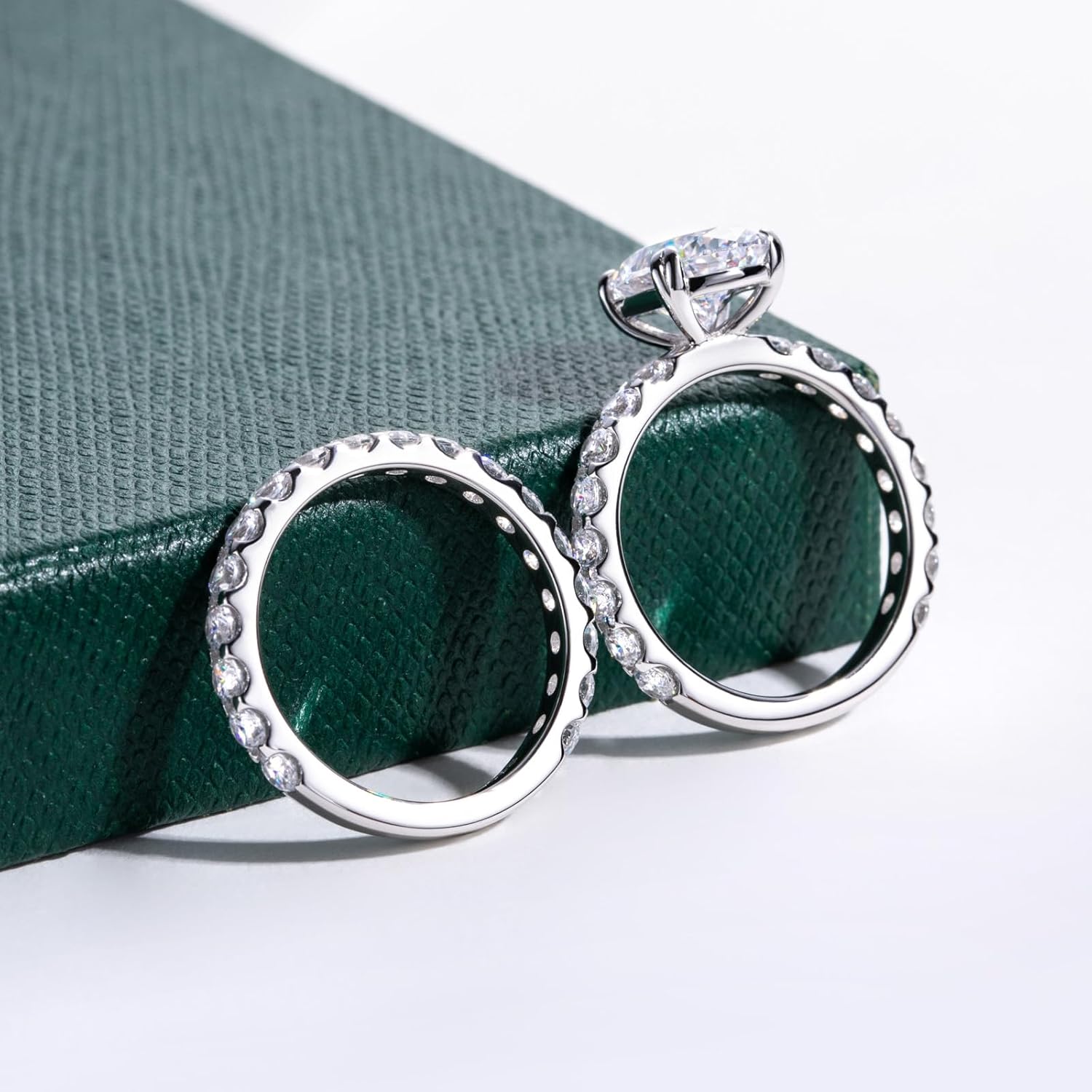 Bo.Dream 5A CZ Wedding Ring Set Oval/Cushion/Radiant Cut Engagement Rings for Women Platinum Plated 925 Sterling Silver - Image 4