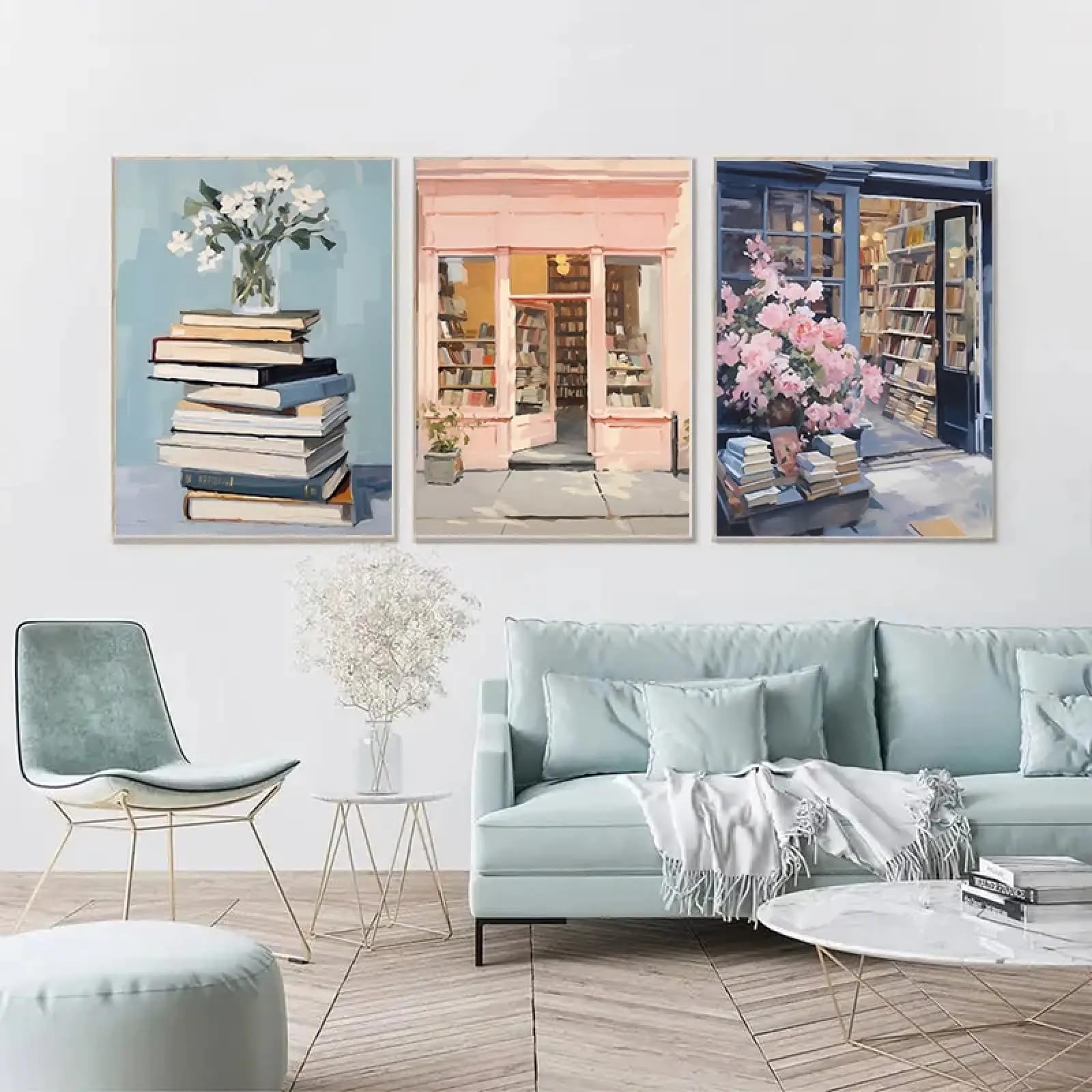 Affiches et impressions de livres déco murale rétro bleu rose 70x100 - 8