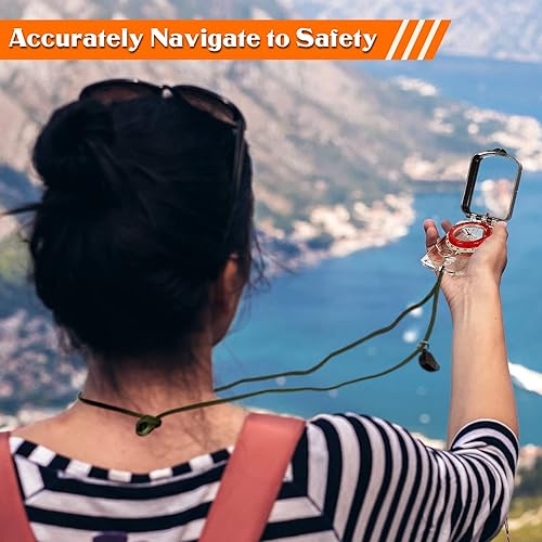 Miniatura 6 de 2 piezas de brújula de observación, brújula de declinación ajustable para senderismo, brújula de orientación, mapa, brújula de lectura para niños,