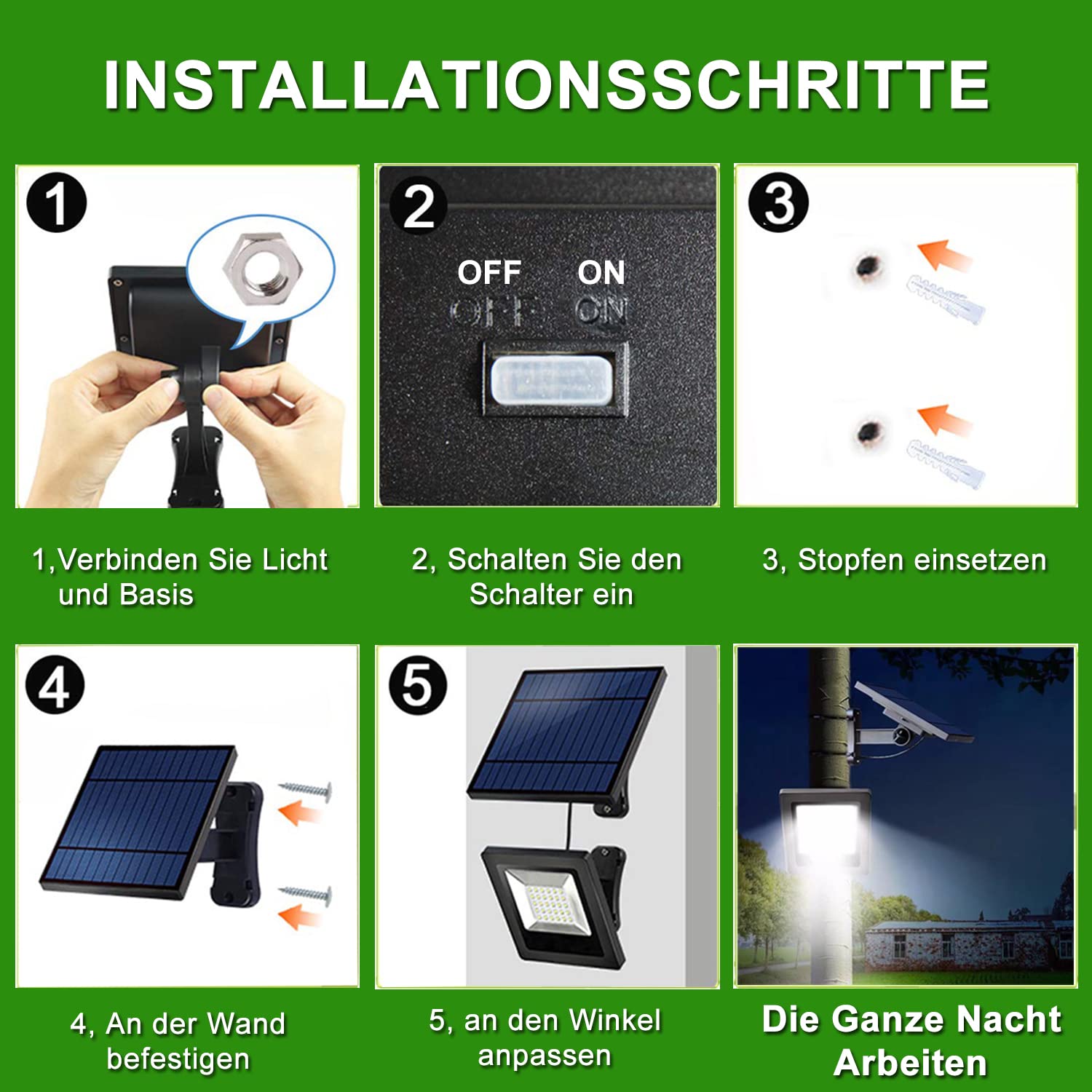 Solarlampen für Außen, Superhelle Automatisch Lichtsensor Solarleuchte IP65 Wasserdicht Wetterfestes Sicherheitslampen LED Außenwandleuchte für Garten, Garage, Balkon, Haustür, Schuppen