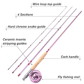 Sougayilang Fly Fishing Rod and Reel Combo - Portable Rod with Aluminum Alloy Reel, Complete Starter Package for Ladies and Fishing Girls
