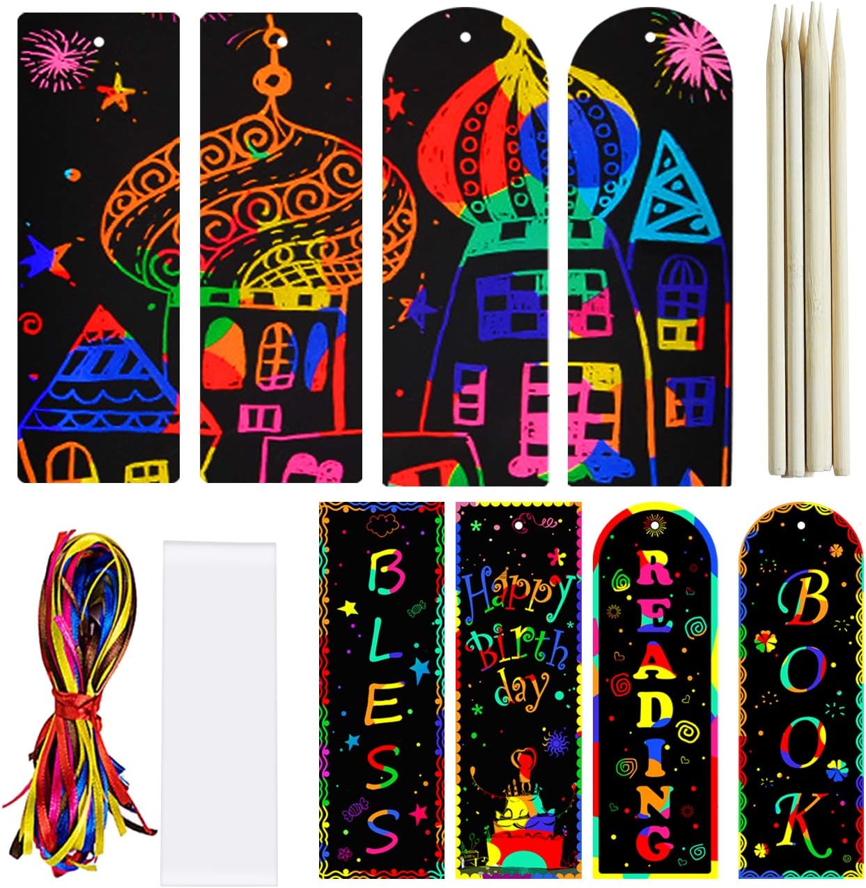 Amazon.com: ZMLM Scratch Paper Art Bookmarks Kids: 36 Set 2 Style Magic ...