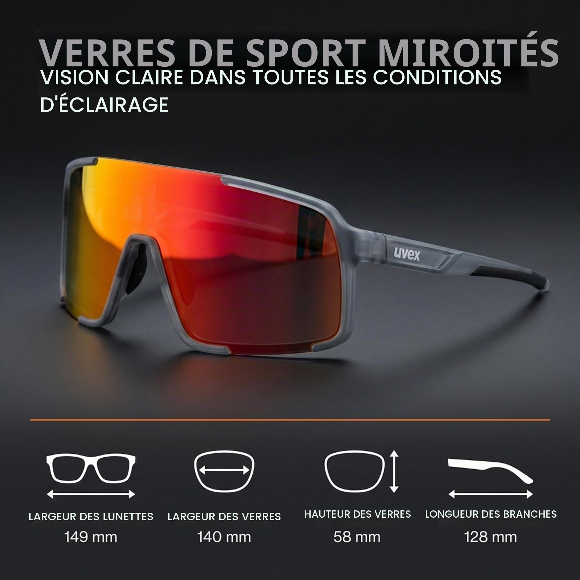 Uvex Cellon Lunettes de soleil légères pour homme et femme avec verres miroir
