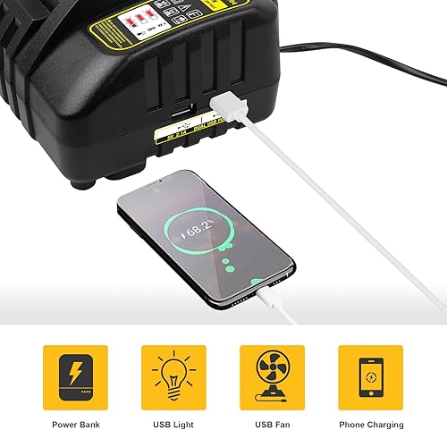 Miniatura 5 de Cargador rápido de batería de 4 puertos DCB104 para DEWALT 12V MAX, 20V MAX y FLEXVOLT 60V MAX estación de carga de batería de iones de litio (con 2