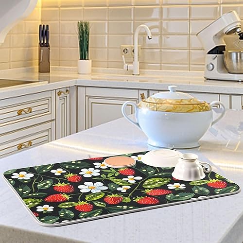 Vista 306 de Tapete de secado de platos de mariposas botánicas para encimera de cocina, almohadilla de secado de microfibra absorbente, grande, 18 x 24 pulgadas